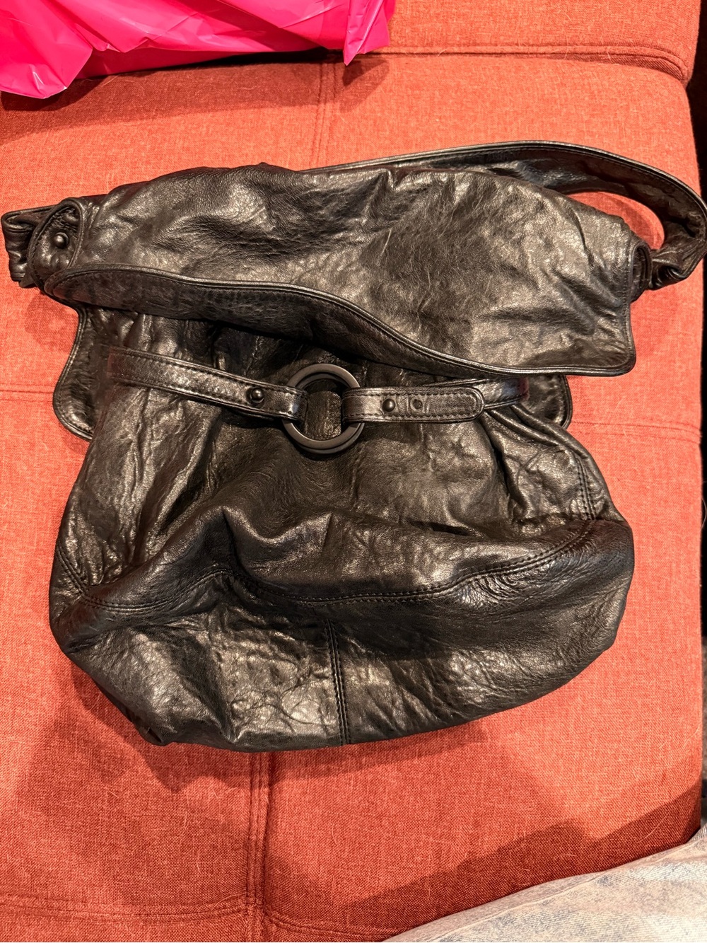 3.1 Phillip Lim Black Leather Shoulder Bag with Ring Detail